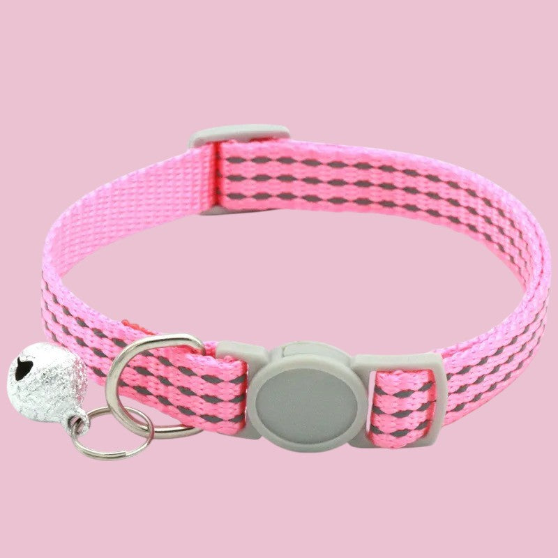 Collar para Gatos con Campana Reflectante Rosa Pastel