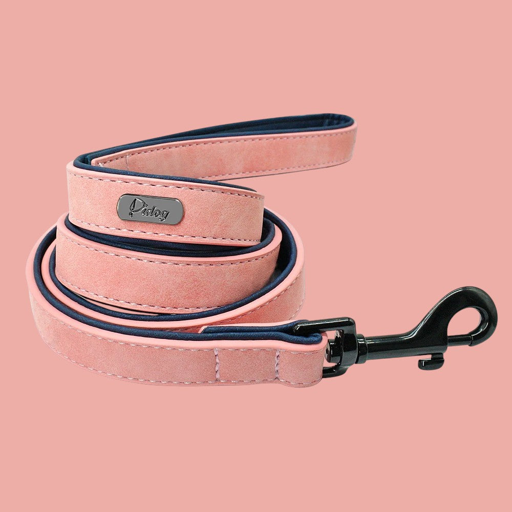Correa Rosa de Cuero Premium para Perros Pequeños y Medianos