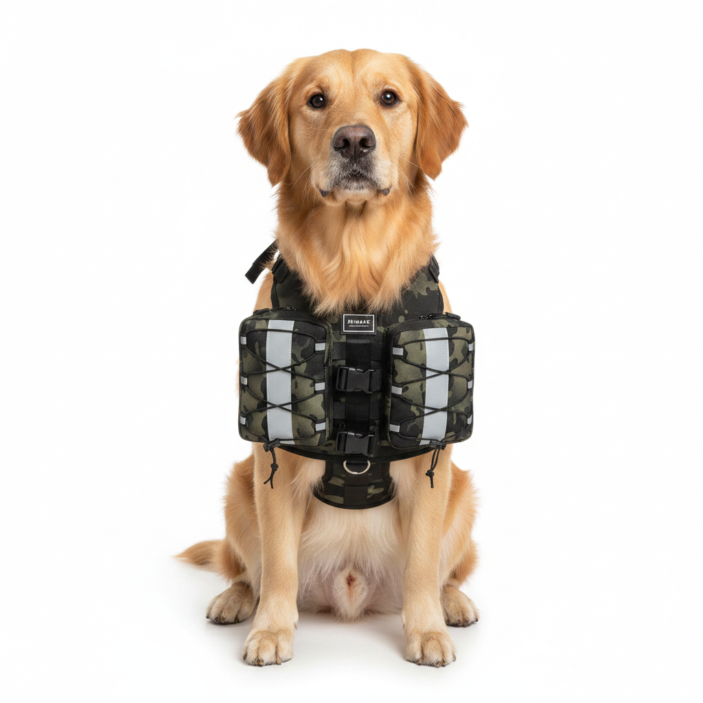 Arnés Mochila Amarillo Reflectante para Perros