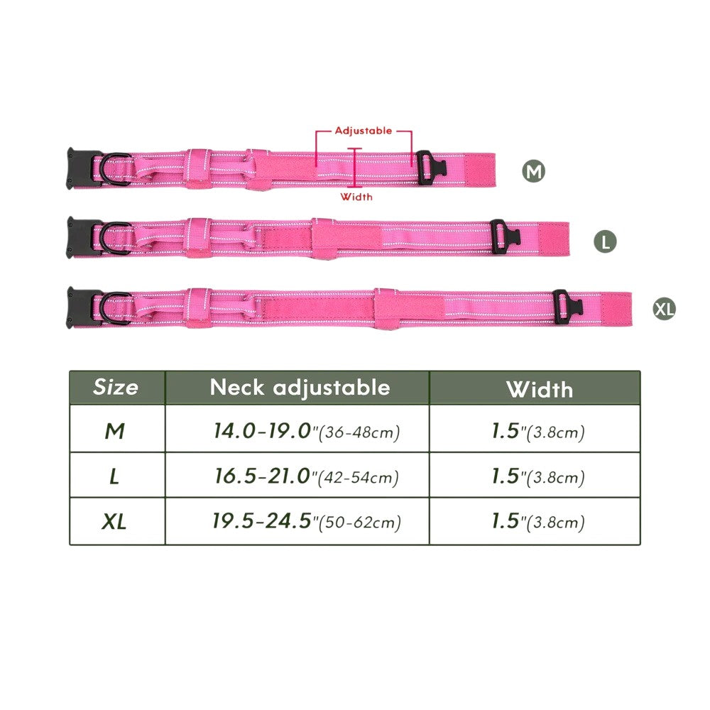 Collar Militar Rosa con Asa de Control para Perros Medianos y Grandes