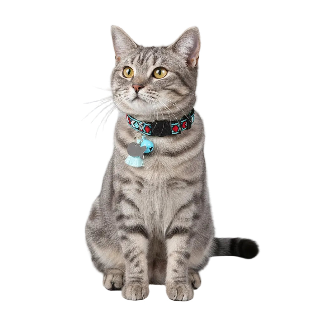 Collar Rojo Ajustable para Gatos y Perros Pequeños con Bordado