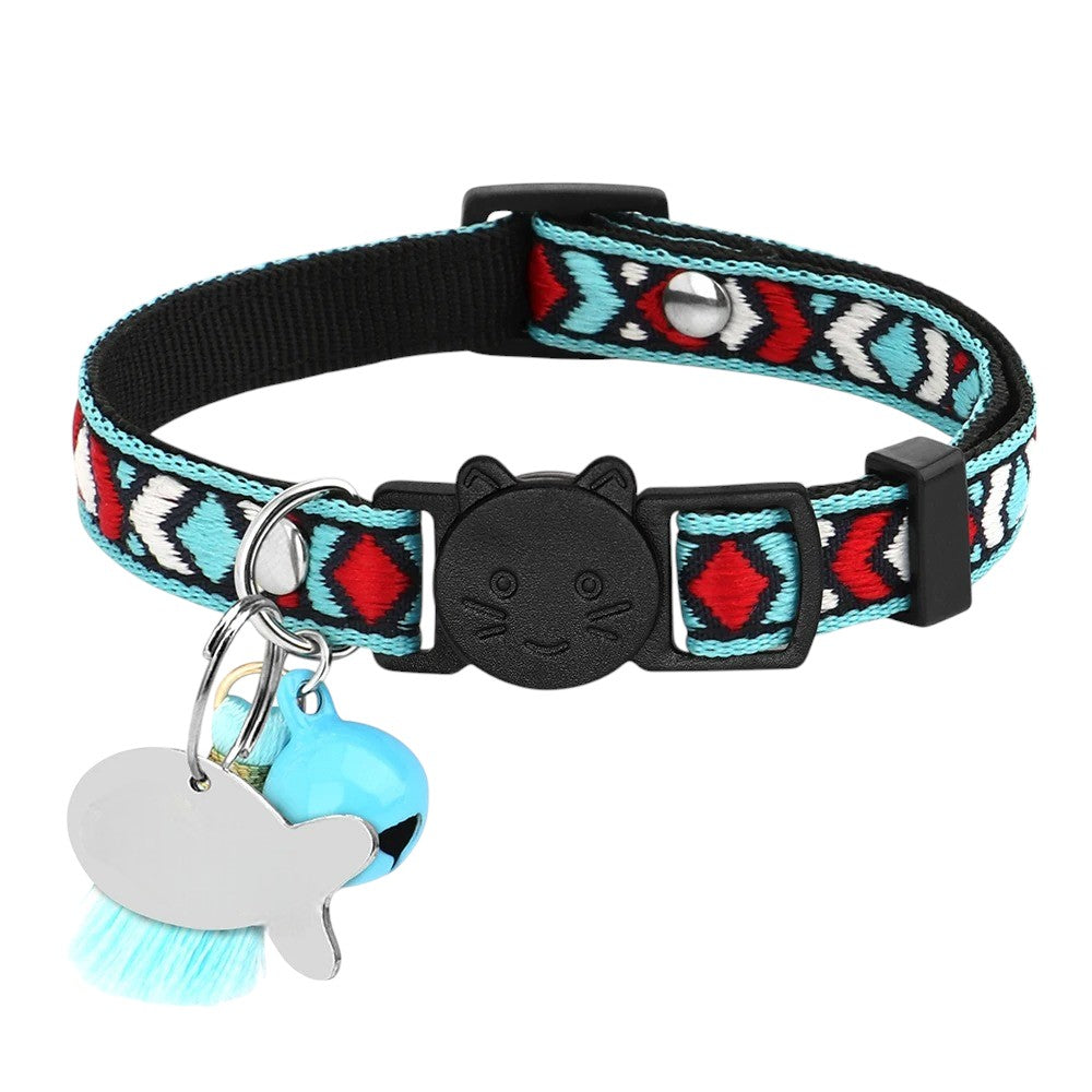 Collar Rojo Ajustable para Gatos y Perros Pequeños con Bordado