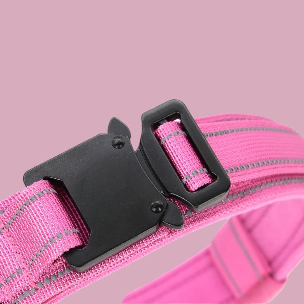 Collar Militar Rosa con Asa de Control para Perros Medianos y Grandes