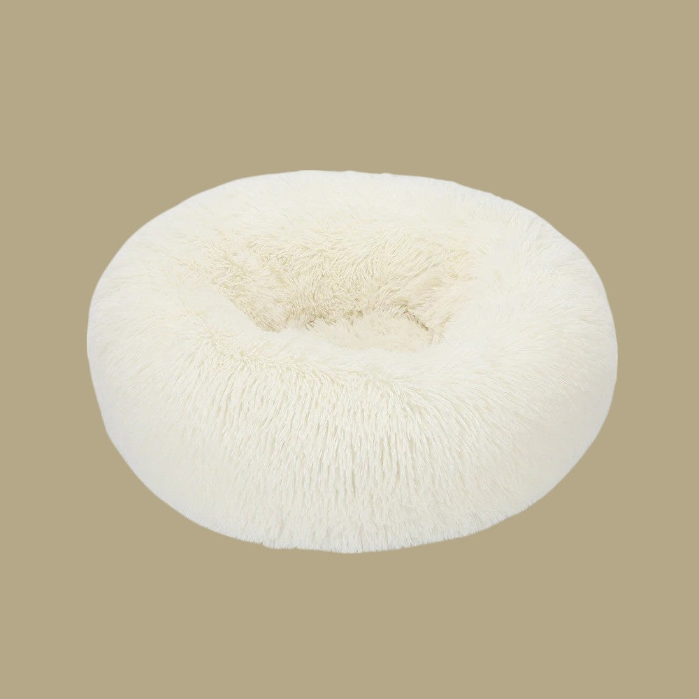 Cama Donut Suave y Acogedora para Perros y Gatos Blanca