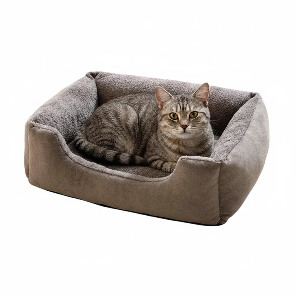 Cama de Felpa Ultra Suave para Gatos Gris